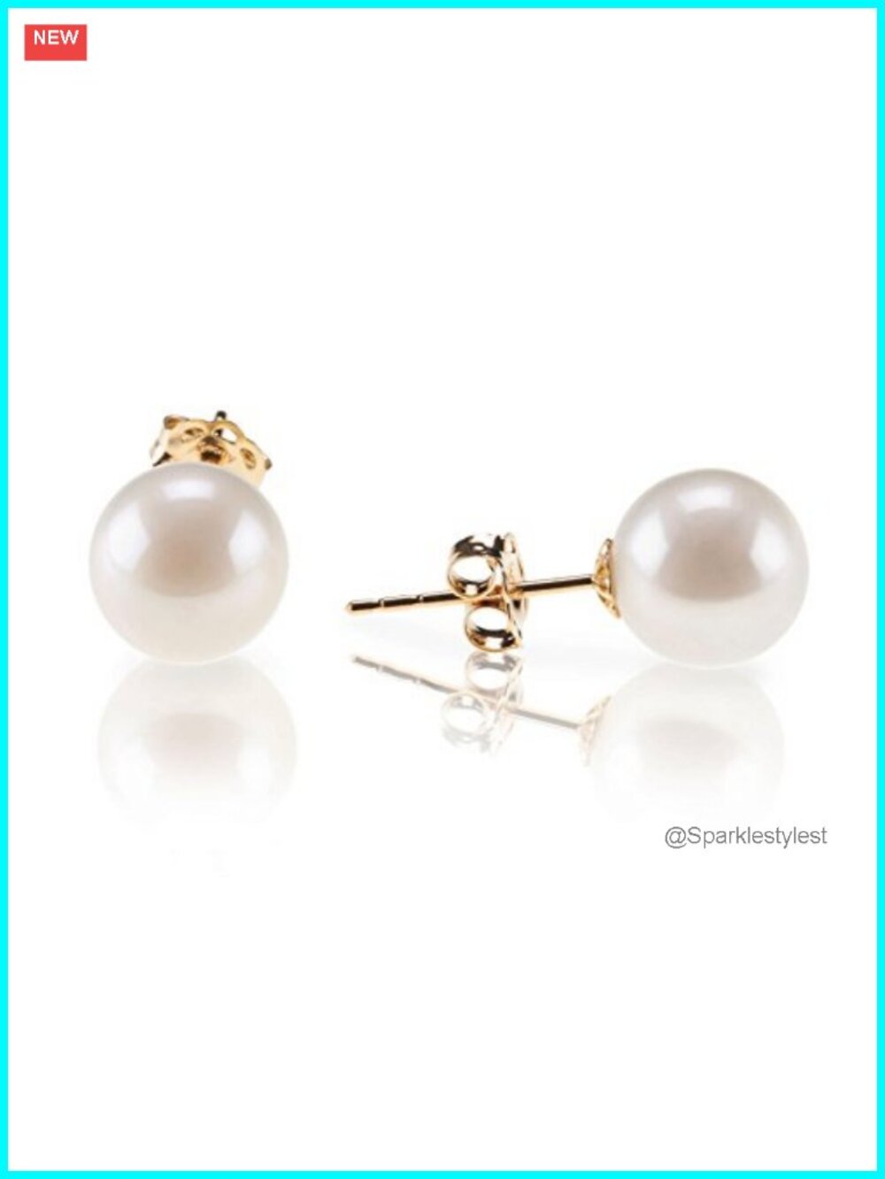 925 Sterling Silver Shell Pearl Stud Earrings 14K Gold Plated